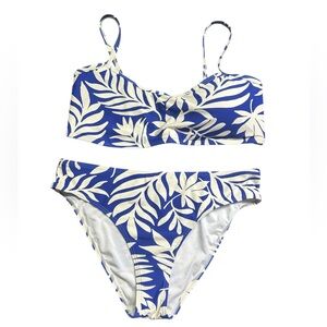 KATE SPADE blue berry tropical print bandeau bikini swim set size XL NWT